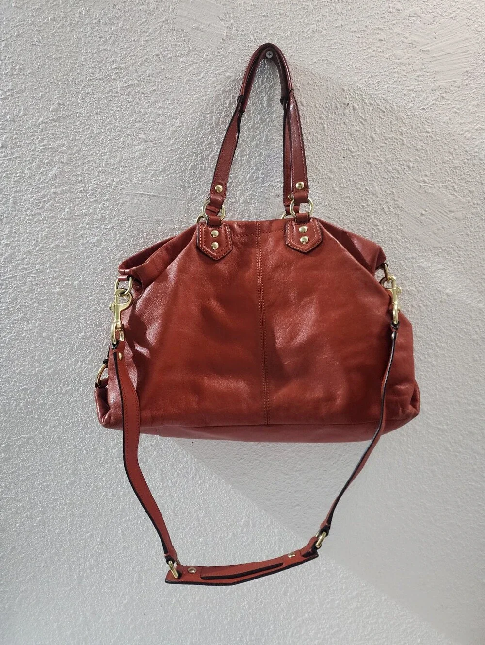 COACH Ashley Vermillion Orange Leather Satchel Shoulder Crossbody Bag Vintage